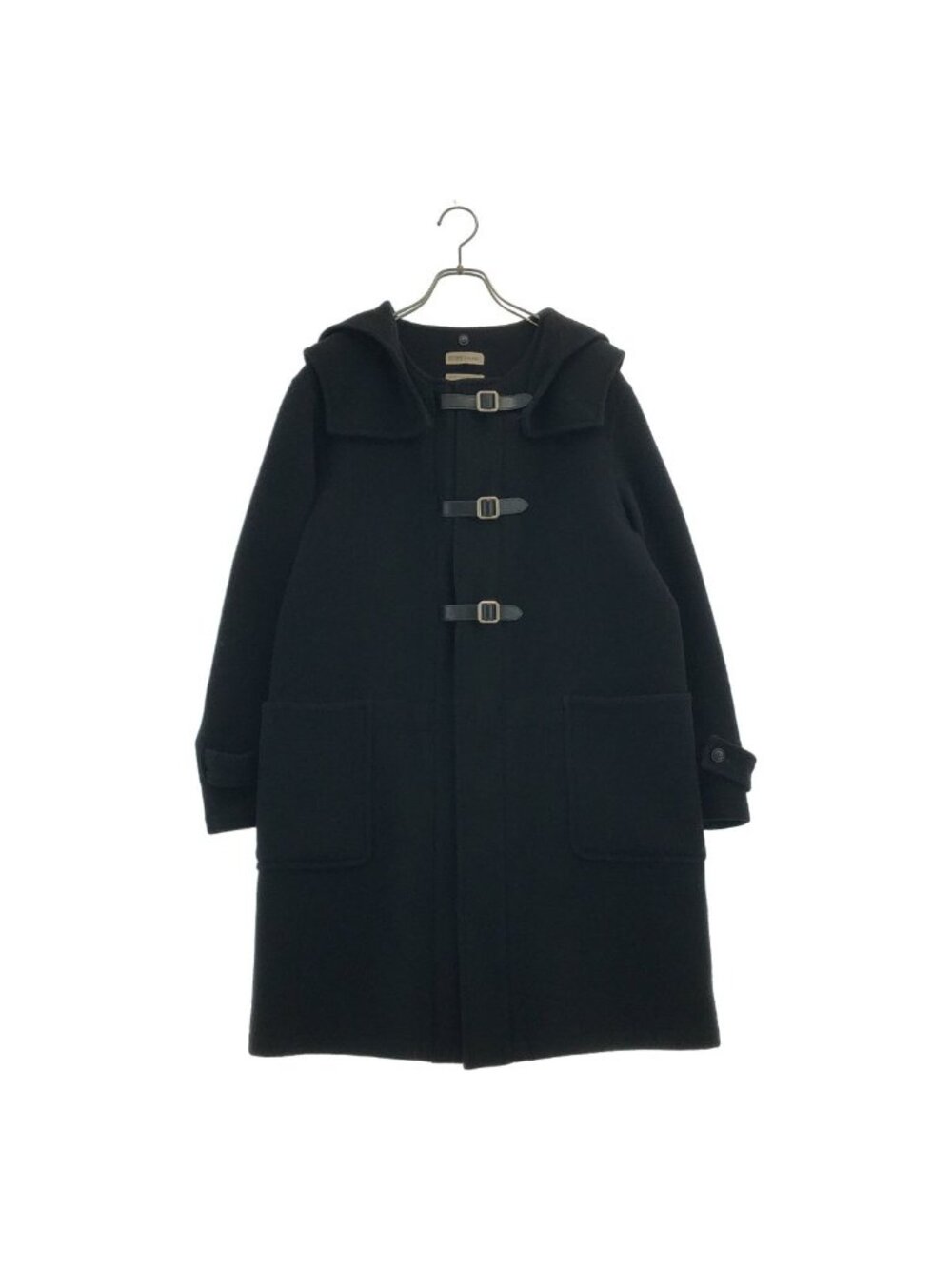 Hermes Hapi Belt Wool Cashmere Melton Hooded Coat Black 37